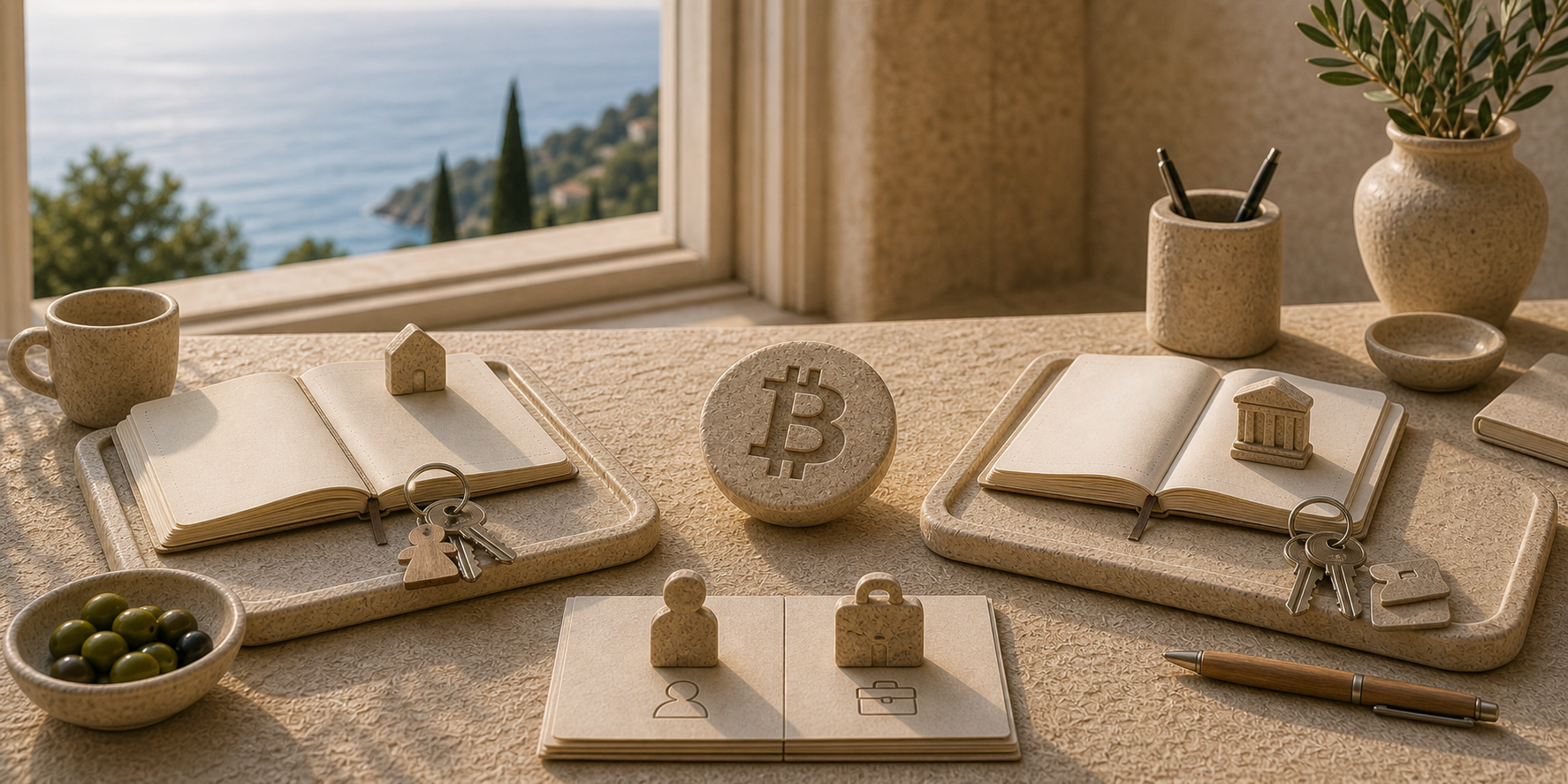 Mediteranska poslovna scena s odvojenim privatnim i poslovnim Bitcoin knjigama